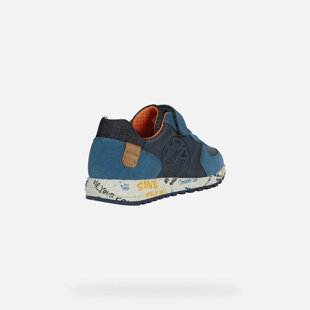 Geox Erkek Çocuk Spor Ayakkabı Lacivert/Turuncu - Alben - GAO-480359